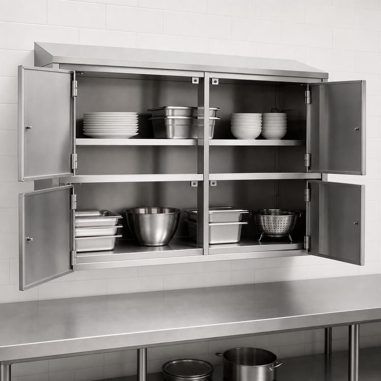 Product image #3 for Glastender WCH60 60-Inch Wall-Mounted Stainless Steel Wall Cabinet with 4 Hinged Doors