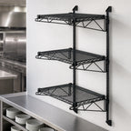 Thumbnail image #3 for Quantum WC54-CB1860BK Wall-Mounted Shelving Starter Unit with 3 Wire Shelves, Black Epoxy Antimicrobial Finish