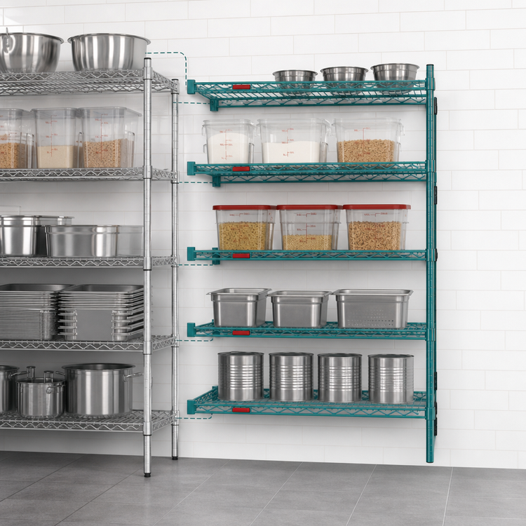 Product image #3 for Eagle Group Valu-Gard 42"W x 21"D x 86"H 5-Tier Add-On Wire Shelving Unit