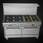 Thumbnail image #3 for Southbend (Middleby) Ultimate 4603AD-6R 60-Inch Gas Restaurant Range with 9 Open Burners, Standard & Convection Ovens, Backriser Shelf