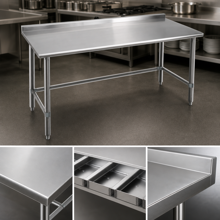Product image #3 for Eagle Spec-Master 72-Inch W x 36-Inch D Stainless Steel Top Work Table with Rear Upturn and Galvanized Base