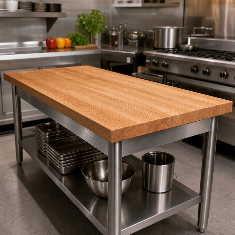 Product image #3 for John Boos Appalachian Red Oak Edge Grain Kitchen Countertop, 108 Inch x 25 Inch x 1-1/2 Inch, Penetrating Oil Finish