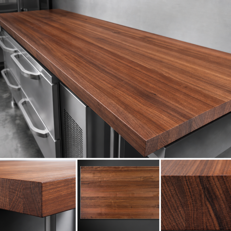 Product image #3 for John Boos Boos Block American Black Walnut Kitchen Countertop with Varnique Finish, Flat No-Backsplash, 144 x 42 x 3 Inch
