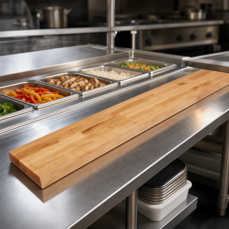 Product image #3 for John Boos 120 Inch x 12 Inch x 1-3/4 Inch Edge Grain Northern Hard Rock Maple Steam Table Cutting Board