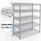 Thumbnail image #3 for Eagle Group QuadTruss S5-5B-SSW1848C 5-Tier Wall-Mounted Open Wire Shelf Kit, 48"W x 18"D, Chrome