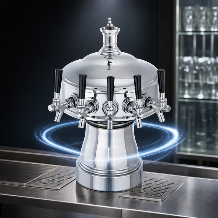 Product image #3 for Perlick Gambrinus 5-Faucet Countertop Glycol-Cooled Draft Beer Tower, Tarnish-Free Brass