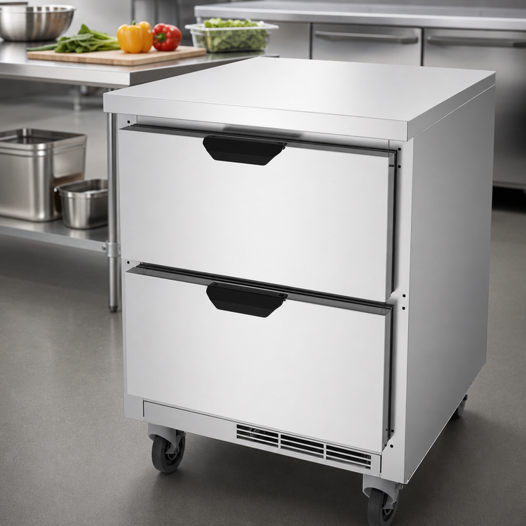 Product image #3 for Beverage-Air 27-Inch One-Section Worktop Refrigerator with 2 Drawers, Flat Top