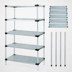 Thumbnail image #3 for Quantum WR86-2142SG-5 Solid Shelving Starter Kit, 42W x 21D x 86H, 5 Shelves, Galvanized Steel, Chrome Posts