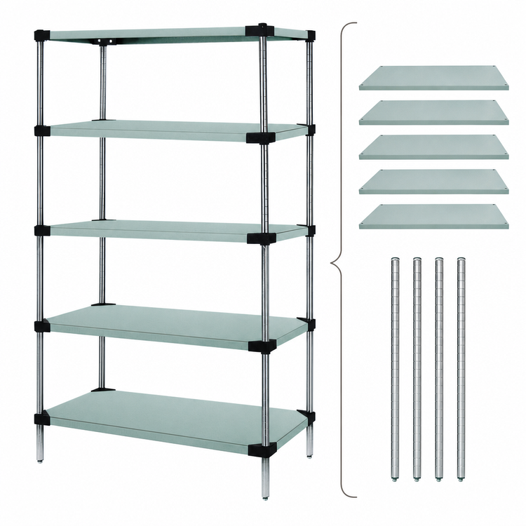 Product image #3 for Quantum 36 Inch Wide Solid Stainless Steel Shelving Starter Kit, 5-Shelf Stationary Unit