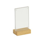 Thumbnail image #2 for Cal-Mil 23185-46-21 Tabletop Menu Card Holder, Oak, Stainless Steel Base, 4"W x 2.5"D x 6.5"H Case of 6