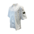 Thumbnail image #1 for Thunder Group CJ710WHL Short Sleeve Chef Coat, Button Front, White, 65/35 Poly/Cotton, Large Case of 18