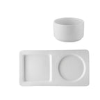 Thumbnail image #1 for CAC China Accessories SNS-13 2-Piece Porcelain Soup & Salad Bowl Platter Set, Rectangular, 2-Compartment, 12-3/4" Case of 12