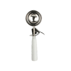 Thumbnail image #1 for Thunder Group SLDS206P Disher, #6, 5-1/3 oz, round bowl, thumb-press, stainless steel with white plastic handle Case of 36