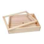 Thumbnail image #1 for Korin Inc NR-574 Rectangular Wood Sushi Neta Case with Acrylic Cover, 13-1/2" x 10-3/4" x 3"H