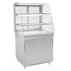 Thumbnail image #1 for RPI Industries Vienna VIHD2-34-R-CV-CO Self-Service Hot Display, 31-1/2"W, Open Front, Curved Glass, 2 Heated Shelves
