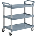Thumbnail image #1 for ATSMFG Mama Lucy MLY-UBC-3216GY ATS MFG 3-Tier Gray Utility Cart, 32"W x 16"D x 38"H, 300 lb Capacity, Braked Casters