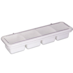 Thumbnail image #1 for Alegacy Foodservice Products B35 4-Compartment Rectangular Plastic Bar Garnish Caddy, White, 18 x 5 x 2-3/4 in, Without Cover
