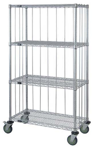 Product image #4 for Quantum 36-Inch x 18-Inch x 69-Inch Mobile Enclosure Wire Shelving Cart with 4 Shelves, Chrome Plated Finish