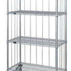 Thumbnail image #4 for Quantum M1836C46RE Mobile Enclosure Wire Shelving Cart, 36 x 18 x 69 Inches, 4 Shelves, Chrome Finish