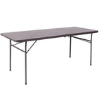 Thumbnail image #1 for Flash Furniture DAD-LF-183Z-GG Commercial Folding Table, 72"W x 30"D x 29"H, Brown Woodgrain Plastic Top