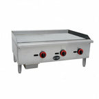 Thumbnail image #1 for SABA MG-36T Countertop Gas Griddle, 36"W x 19"D Cooking Surface, 5/8" Smooth Steel Plate, Thermostatic Controls