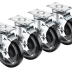 Thumbnail image #1 for ATSMFG MET MET-CS6235 ATS MFG Plate Caster Set, 5-Inch Swivel with Brake, 220 lb Capacity
