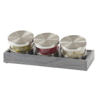 Thumbnail image #2 for Cal-Mil Ashwood 1850-4-83 Mixology Garnish Display Set, 3 16 oz Glass Jars, Gray-Washed Oak Wood Base
