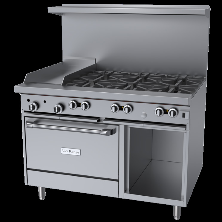 Product image #2 for Garland US Range U-Series 48-Inch Gas Restaurant Range with 8 Open Burners, Convection Oven, and Storage Base