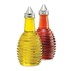 Thumbnail image #2 for TableCraft Products Beehive BH3 Oil/Vinegar Dispenser Set, 2 x 6 oz Clear Glass Jars, Stainless Steel Tops Case of 12