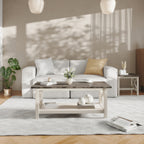 Thumbnail image #2 for Flash Furniture LFS-2007-GRYWHT-GG Solid Wood X-Frame Coffee Table, Acacia Gray and Rustic White, 48 x 48 x 29.5 in