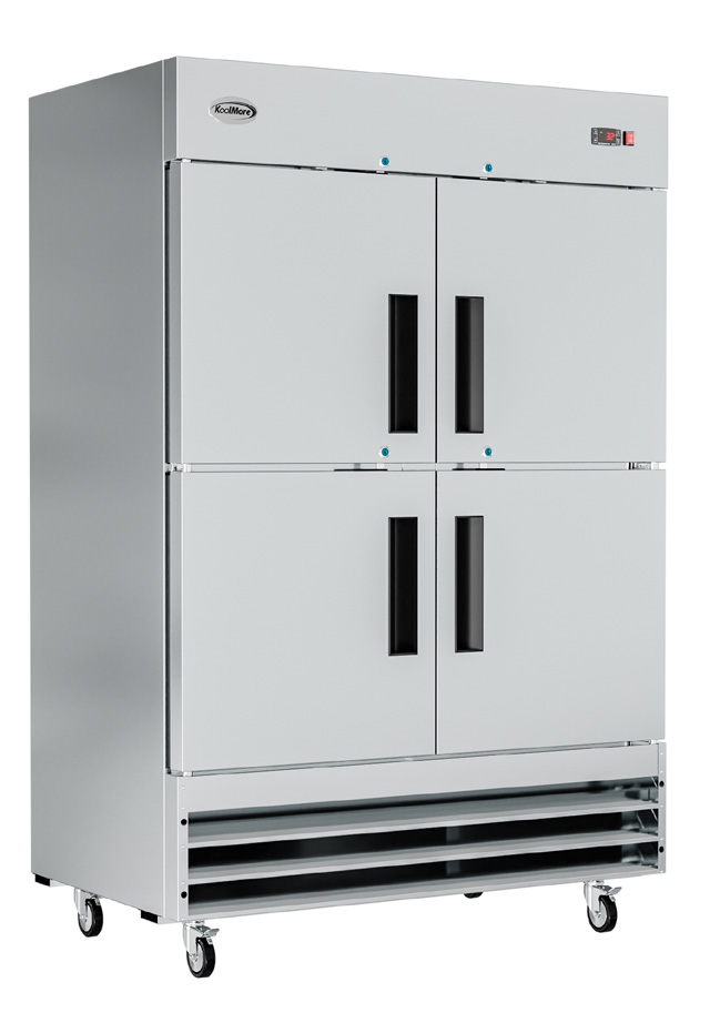 Product image #5 for KoolMore 2-Section Reach-In Freezer, 47 Cu. Ft., Bottom-Mount Self-Contained, Solid Half Doors, Stainless Steel