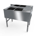 Thumbnail image #1 for NBR Equipment UD-2-101410-36R 36-Inch Two-Compartment Stainless Steel Underbar Sink with Right Drainboard