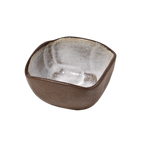 Thumbnail image #1 for Korin Inc BWS-280 Square China Bowl, 6 oz, 3-3/4"L x 3-3/4"W x 1-9/10"H, White Gloss Interior/Brown Matte Exterior