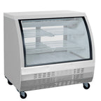Thumbnail image #1 for USR Brands Coldline DC48-SS Refrigerated Deli Display Case, 47.3"W, Curved Glass, 2 Shelves, Self-Contained Refrigeration