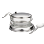 Thumbnail image #1 for TableCraft Products 357 6 oz Glass Condiment Jar with Stainless Steel Cover and Spoon Case of 48