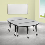 Thumbnail image #2 for Flash Furniture Emmy XU-GRP-A3048CON-48-GY-T-P-CAS-GG 3-Piece Activity Table Set, 76W x 47-1/2D in, 17-25 in Adjustable Height, Gray Laminate Top