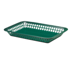 Thumbnail image #1 for TableCraft Products Grande 1079FG Rectangular Polypropylene Platter Basket, Forest Green, 11-3/4" x 8-1/2" x 1-1/2" Case of 36