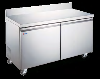 Product image #5 for Omcan USA 60-Inch Two-Section Worktop Refrigerator With Backsplash, 15 Cu. Ft., 2 Solid Doors, Stainless Steel