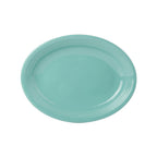 Thumbnail image #1 for Tuxton China Concentrix CIH-1142 Ceramic Oval Platter, 11-1/2" x 8-3/4", Coupe Rim, Island Blue 1 Dozen
