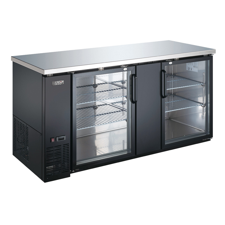 Product image #2 for Black Diamond 69-Inch 2-Door Glass Back Bar Bottle Cooler, 23.3 Cu. Ft., Stainless Steel Top