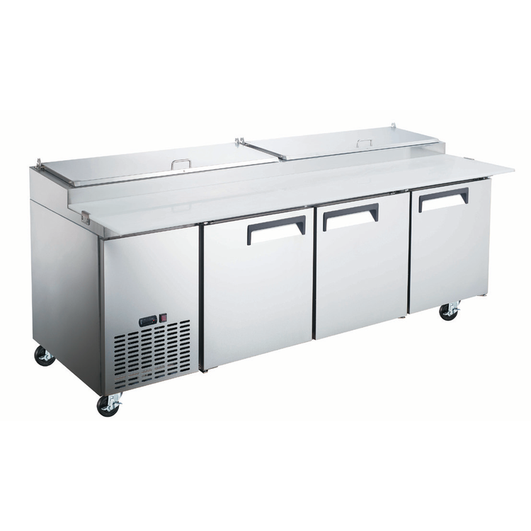 Product image #2 for Black Diamond 24 Cu. Ft. 92-Inch 3-Section Refrigerated Pizza Prep Table with Side-Mount Self-Contained Refrigeration