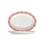 Thumbnail image #1 for CAC China Red Gate 105-40 Porcelain Oval Platter, 8-1/4"L x 5-3/4"W, Rolled Edge Case of 3 Dozen