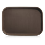 Thumbnail image #1 for New Star Foodservice Inc. 24883 Non-Slip Plastic Serving Tray, Rectangular, Brown, 10" x 14" Case of 12