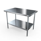 Thumbnail image #1 for NBR Equipment TS6S-3624 Stainless Steel Work Table with Adjustable Undershelf, 36"W x 24"D x 35-1/4"H, 16/304 Flat Top