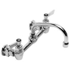 Thumbnail image #1 for AllPoints Foodservice Parts & Supplies 561095 Wall-Mount Commercial Faucet, 8-Inch Centers, 6-Inch Swivel Spout, Stainless Steel, Lead-Free