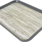 Thumbnail image #1 for Dinex DXSMC1418NSW44 Rectangular Fiberglass Healthcare Tray, 14" x 18", Graphite Woodgrain, Molded-In Non-Skid Surface