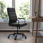 Thumbnail image #2 for Flash Furniture Whitney GO-2286H-BK-BK-GG High-Back Bonded Leather Executive Swivel Office Chair with Padded Arms and Casters