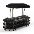 Thumbnail image #2 for Steelite International Mogogo, Modular MGCMLD03MSBW Rounded Induction Warming Market Station, Marble Black, Casters, Black Canopy