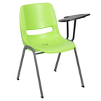 Thumbnail image #1 for Flash Furniture Hercules RUT-EO1-GN-LTAB-GG Ergonomic Shell Chair with Left-Handed Flip-Up Tablet Arm, Green Plastic Seat and Back