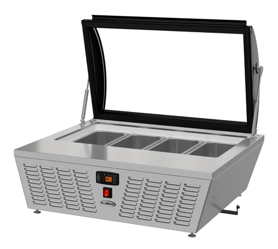 Product image #6 for KoolMore 32-Inch 4-Pan Countertop Ice Cream Display Freezer with Curved Glass Top